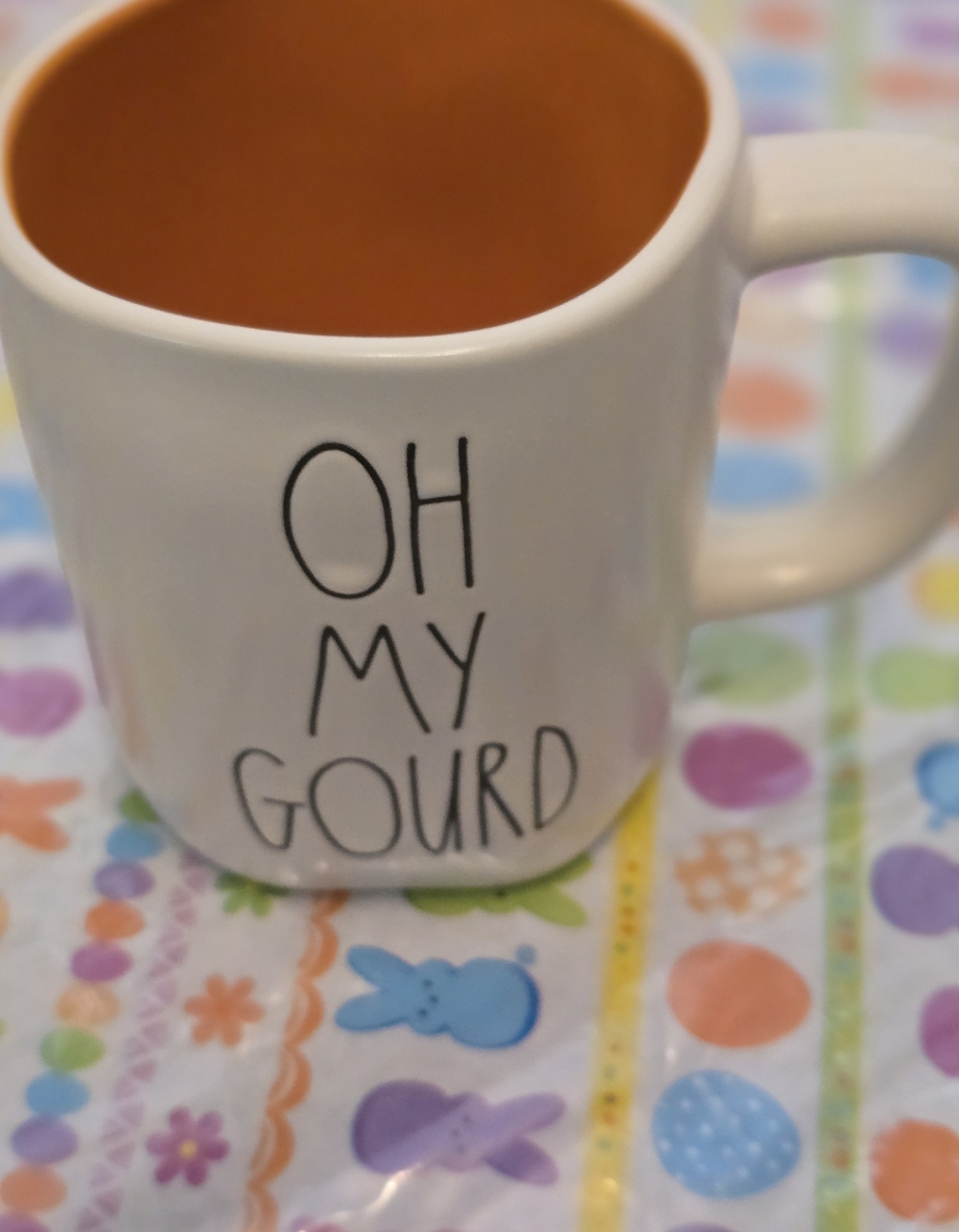 White Ceramic 'Oh My Gourd' Coffee Mug with Orange Interior